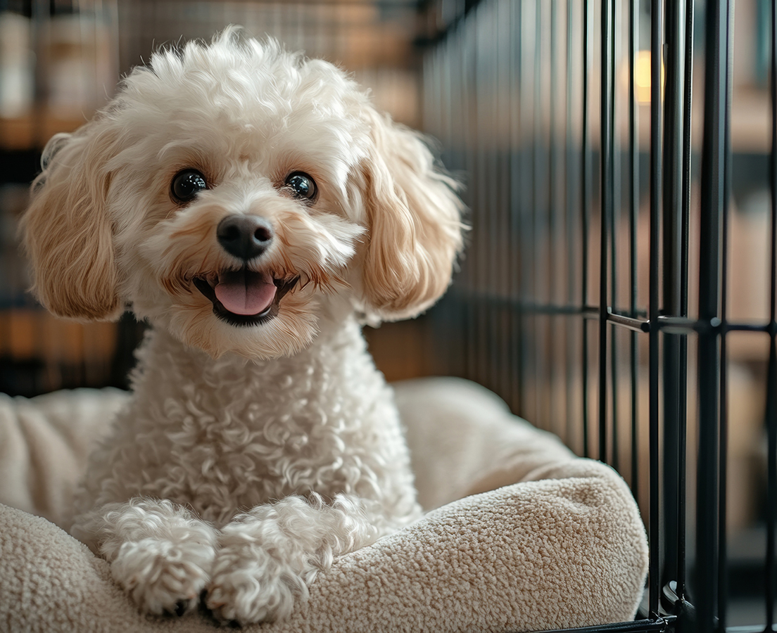 dog behind bars Pet Boarding