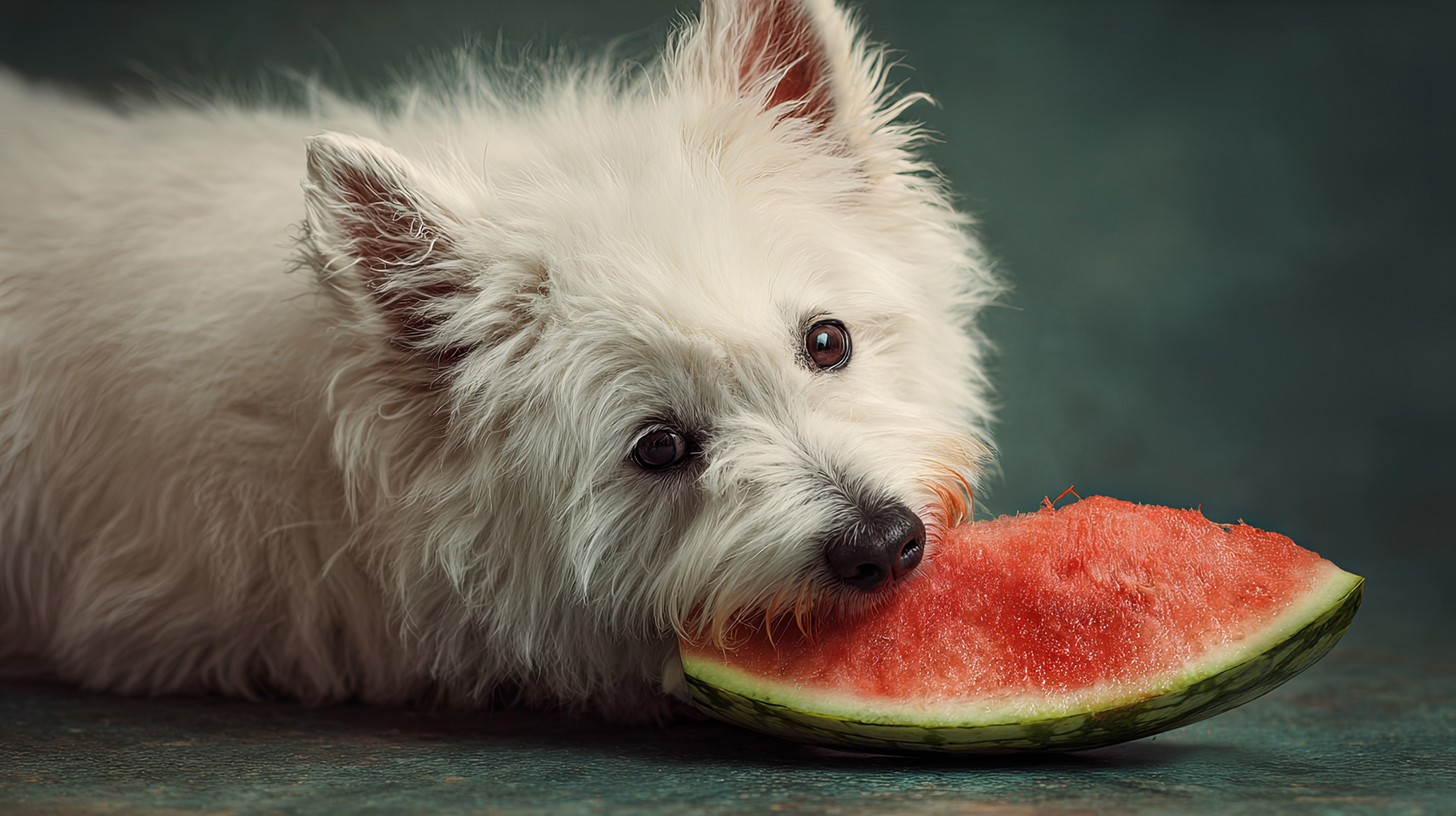Cute Dog Enjoying Watermelon on Hot Dog Day Summer Care for Your Pets