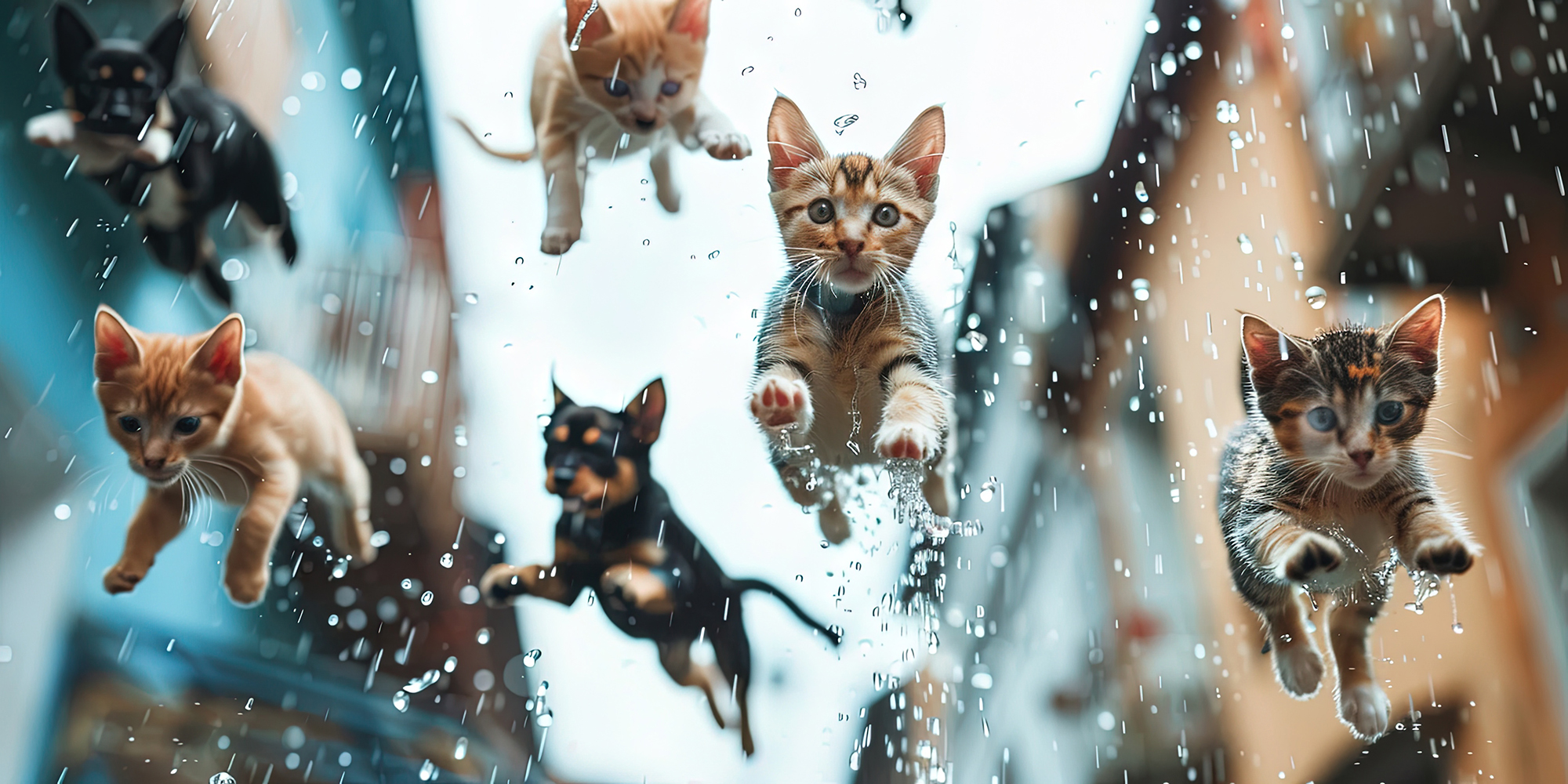 raining cats and dogs – literal kittens and puppies falling from neuter spay cats and dogs