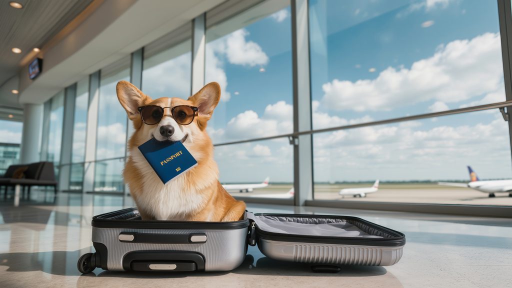 Pet traveling with his Health certificate passport