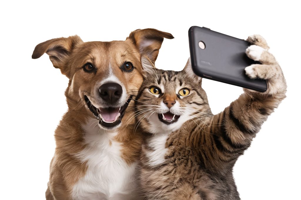 Smiley Dog and Cat looking at the camera and taking selfie toget Why Pets Need Vet Cleanings
