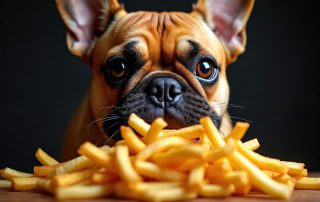 dog eatting table scraps