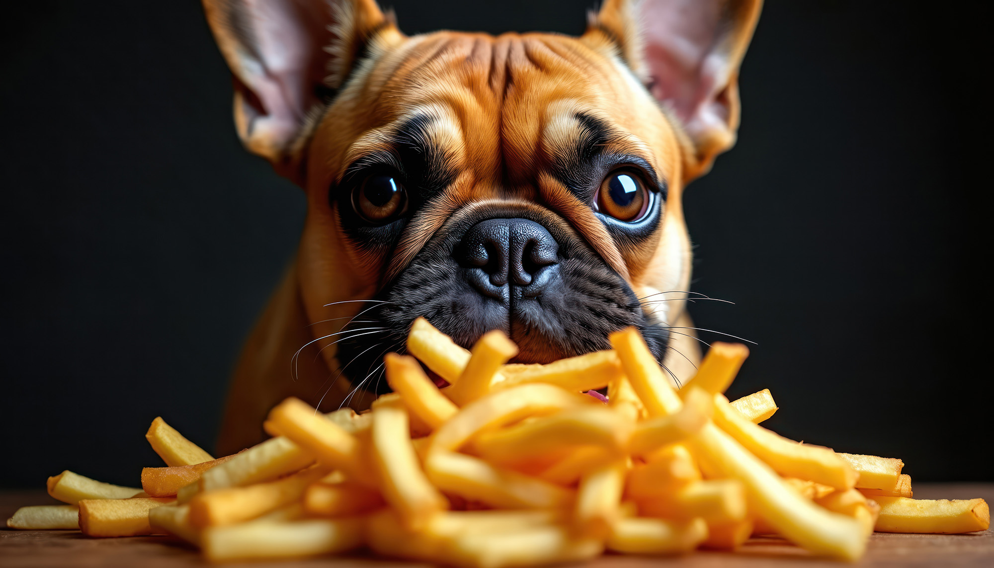 dog eatting table scraps